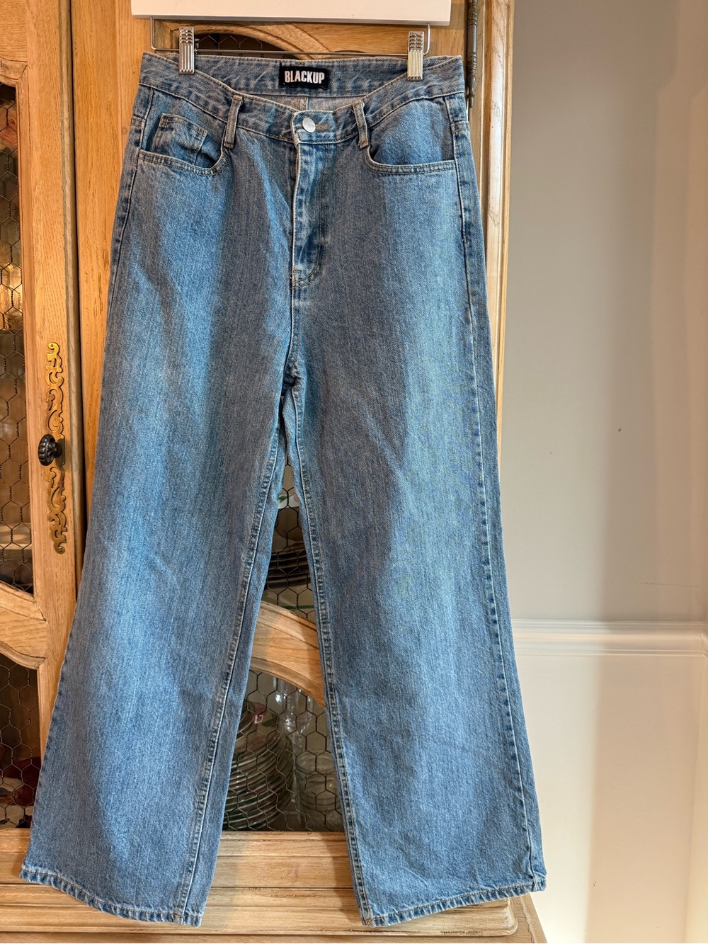 Blackup Women's High-Rise Wide Leg Jeans in Light Blue
